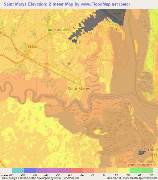 Saint Marys,US Elevation Map