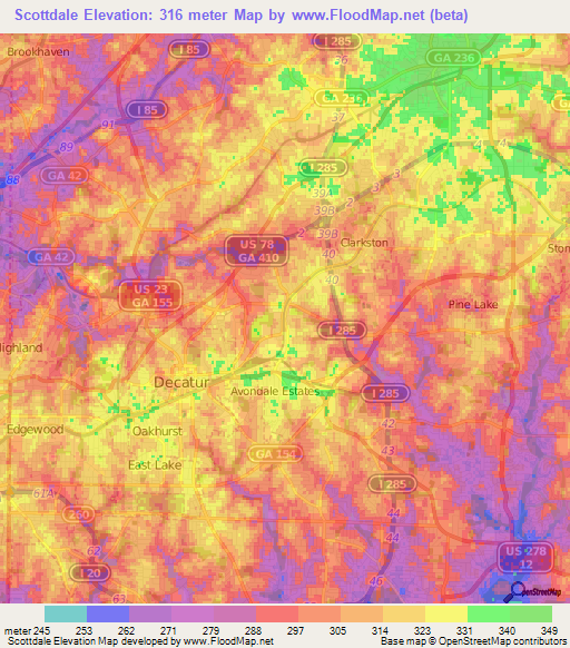 Scottdale,US Elevation Map