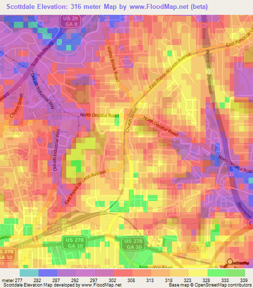 Scottdale,US Elevation Map