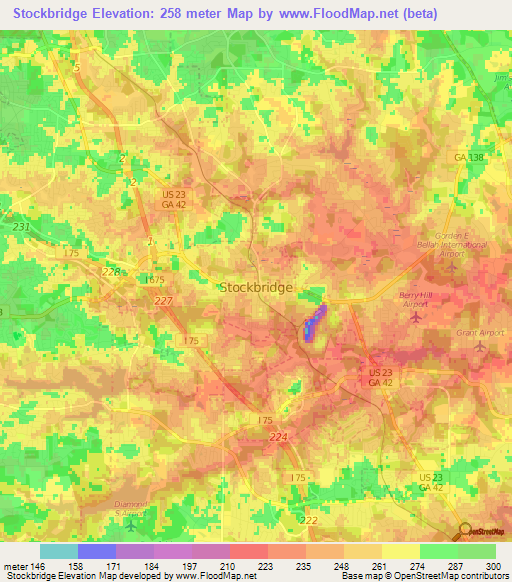 Stockbridge,US Elevation Map