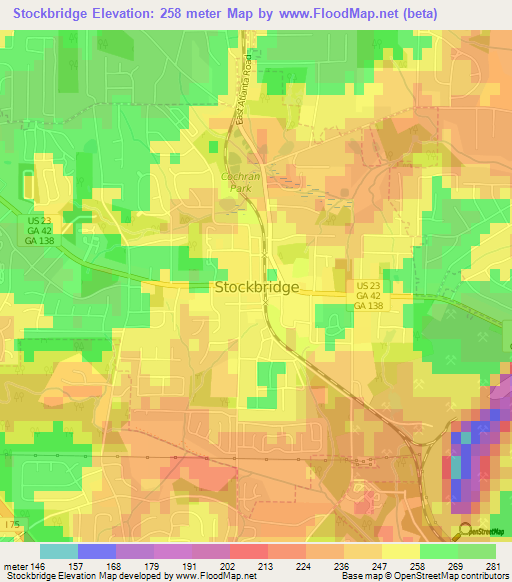 Stockbridge,US Elevation Map