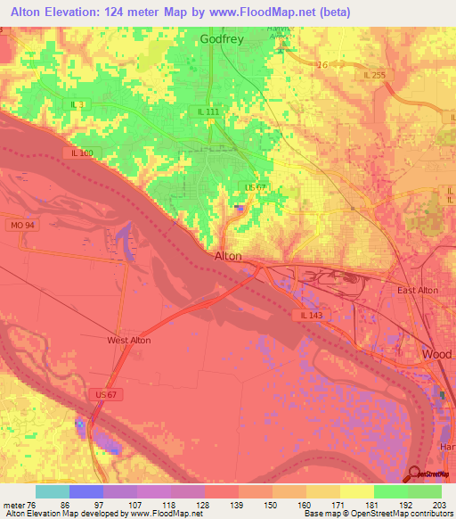 Alton,US Elevation Map