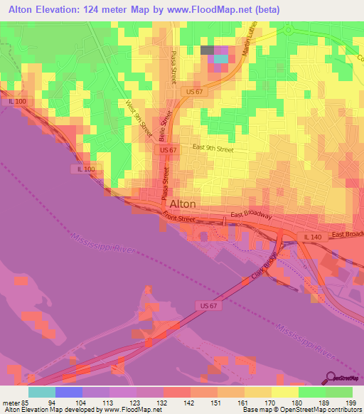 Alton,US Elevation Map