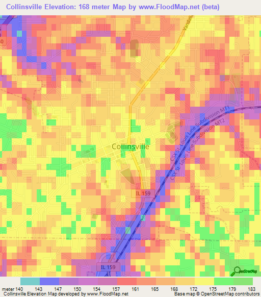 Collinsville,US Elevation Map