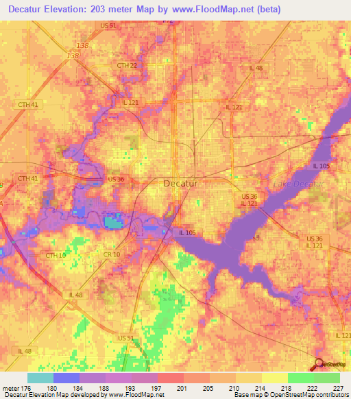 Decatur,US Elevation Map