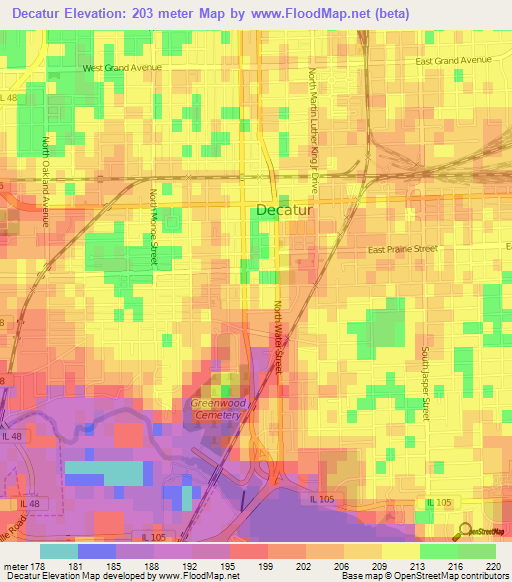 Decatur,US Elevation Map