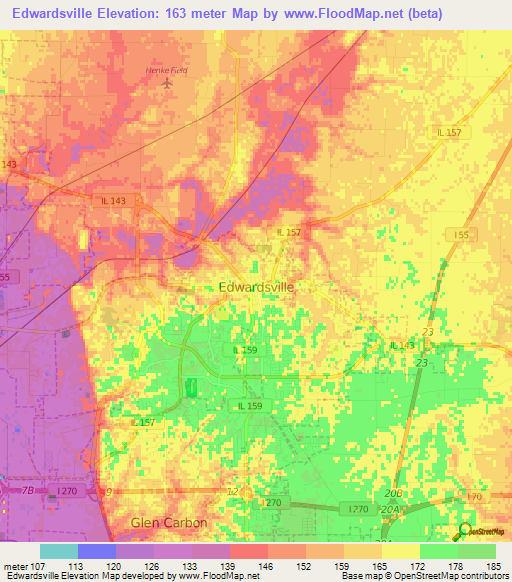 Edwardsville,US Elevation Map