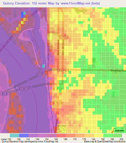 Quincy,US Elevation Map