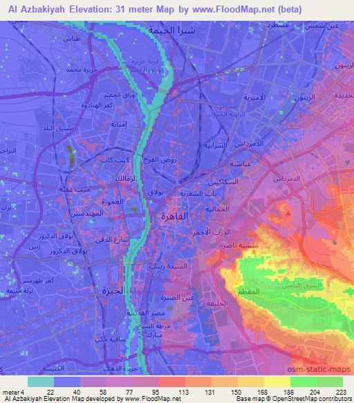 Al Azbakiyah,Egypt Elevation Map