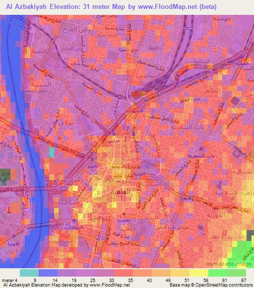Al Azbakiyah,Egypt Elevation Map