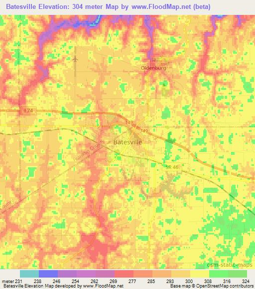 Batesville,US Elevation Map