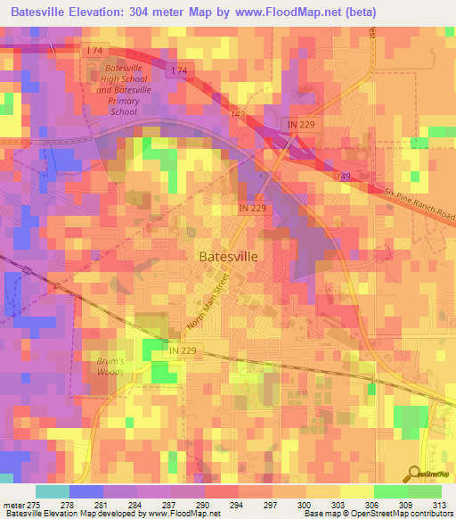 Batesville,US Elevation Map