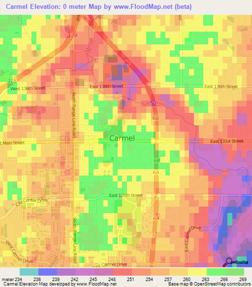 Carmel,US Elevation Map