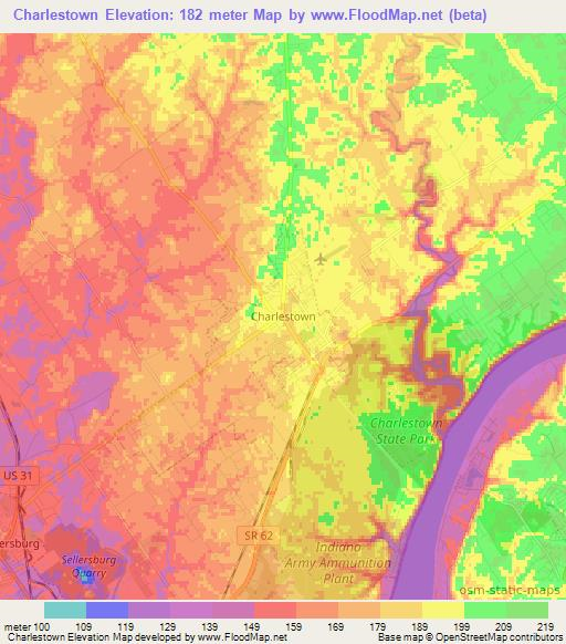 Charlestown,US Elevation Map