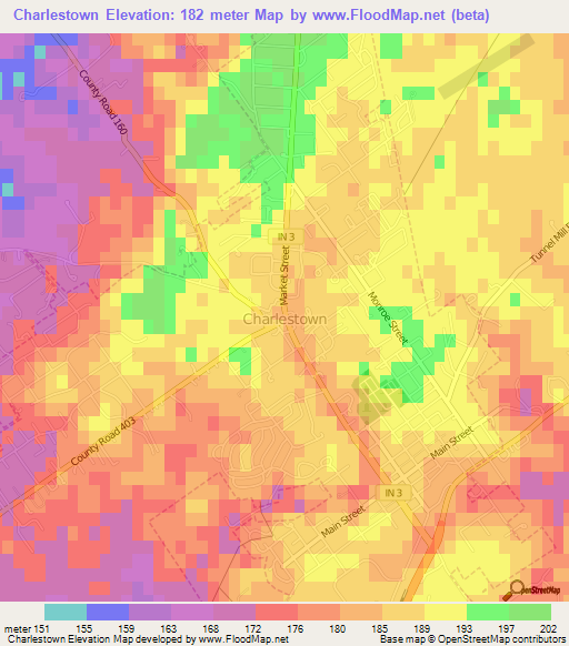 Charlestown,US Elevation Map