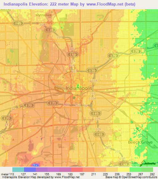 Indianapolis,US Elevation Map