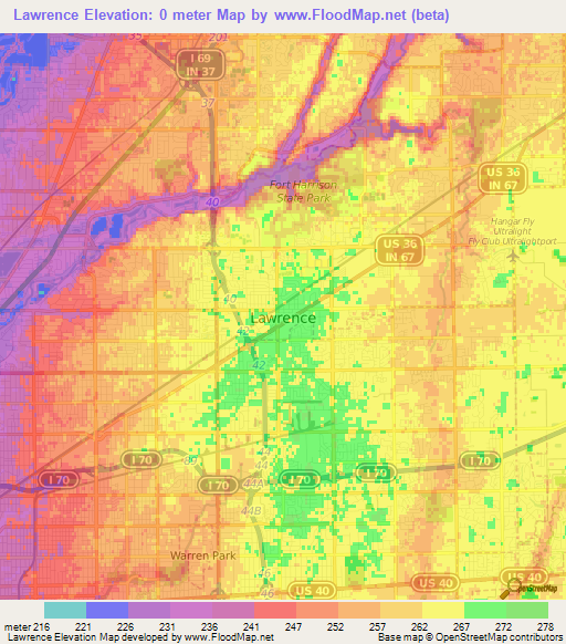 Lawrence,US Elevation Map