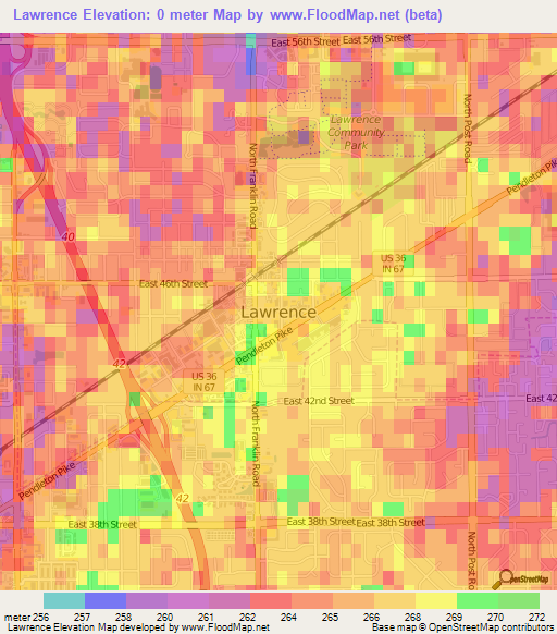 Lawrence,US Elevation Map