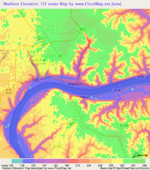 Madison,US Elevation Map