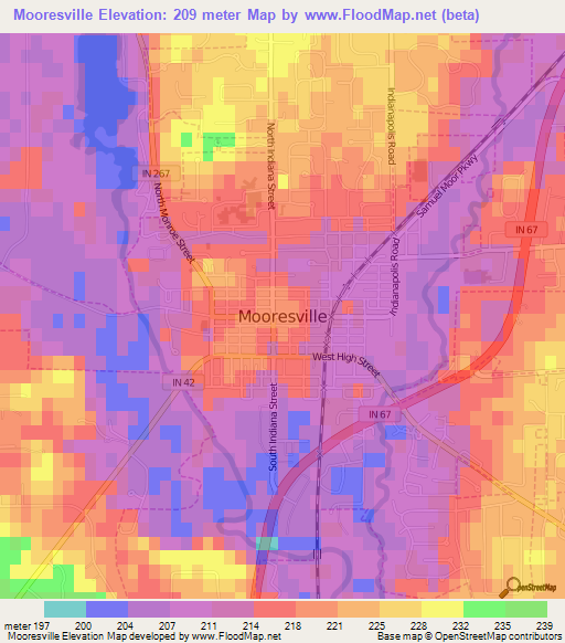 Mooresville,US Elevation Map