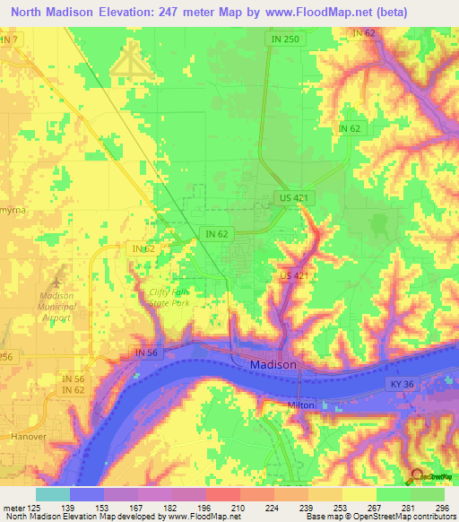 North Madison,US Elevation Map