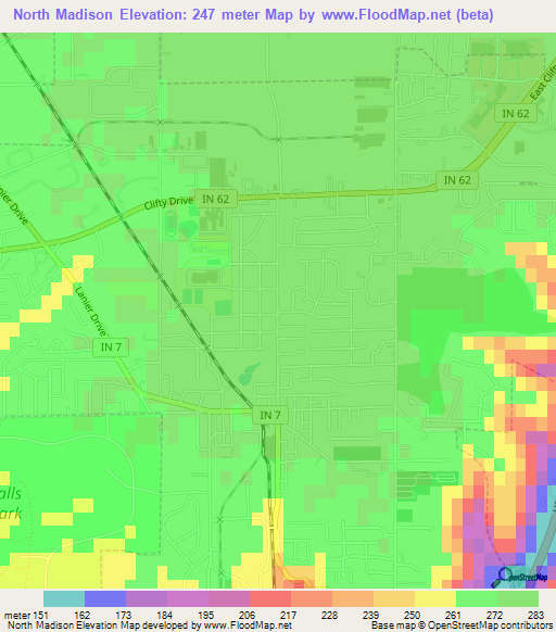 North Madison,US Elevation Map