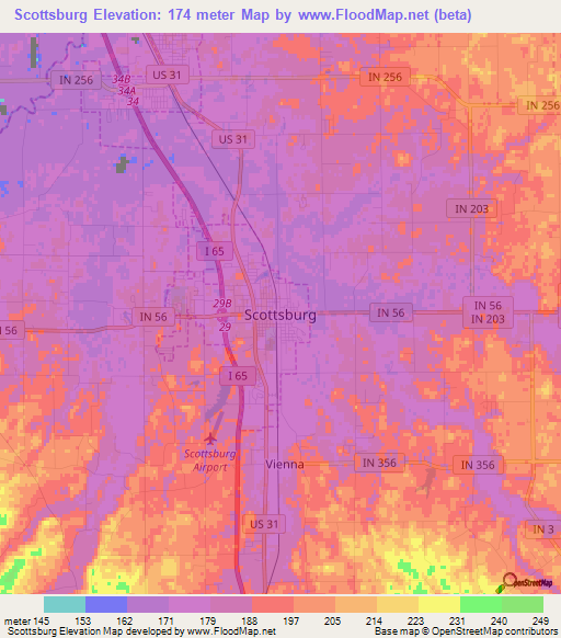 Scottsburg,US Elevation Map