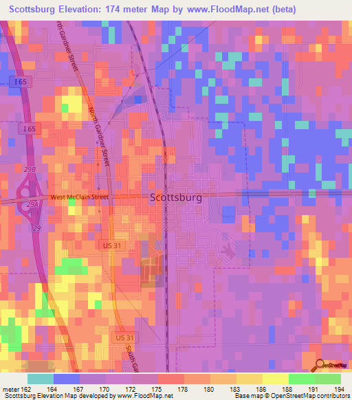 Scottsburg,US Elevation Map