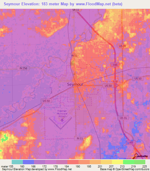 Seymour,US Elevation Map