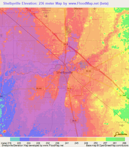 Shelbyville,US Elevation Map