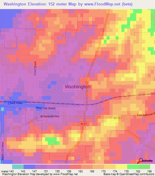 Washington,US Elevation Map