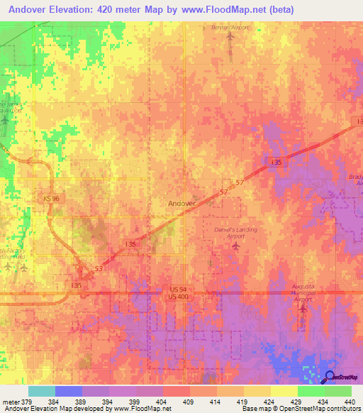 Andover,US Elevation Map