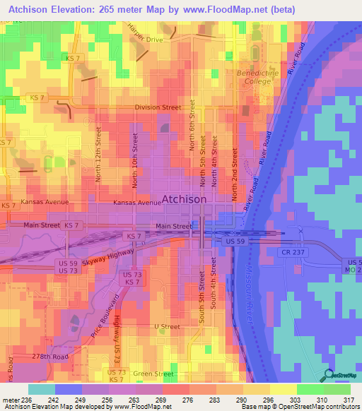 Atchison,US Elevation Map