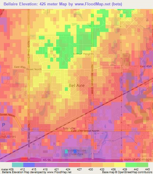 Bellaire,US Elevation Map