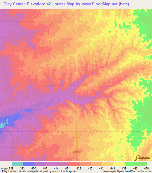 Clay Center,US Elevation Map