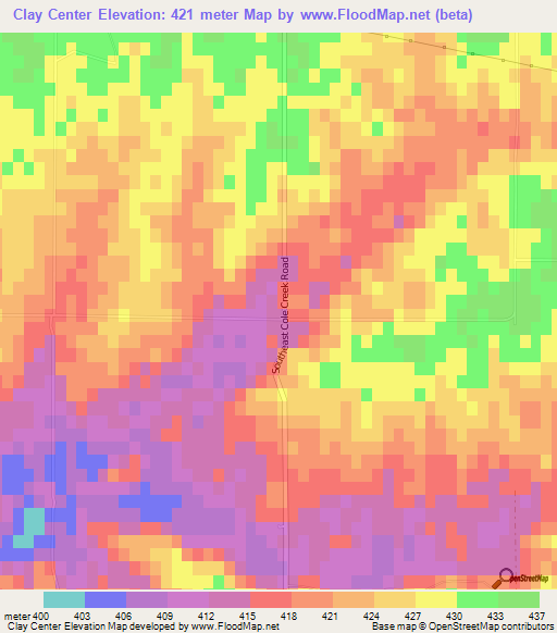 Clay Center,US Elevation Map