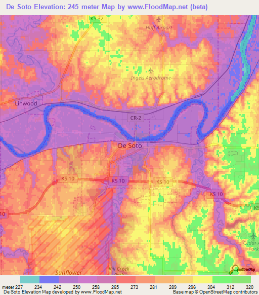 De Soto,US Elevation Map