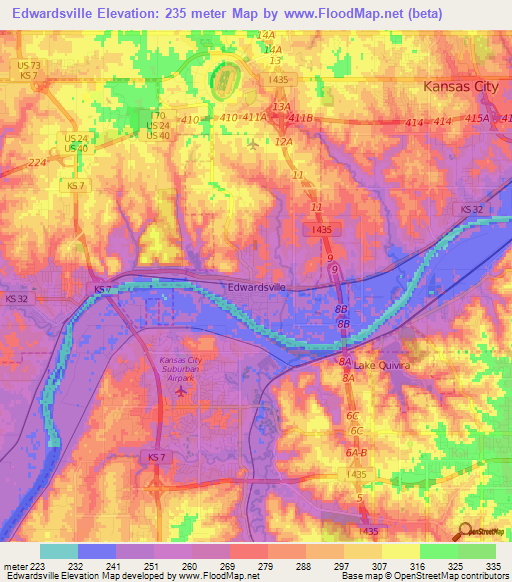 Edwardsville,US Elevation Map