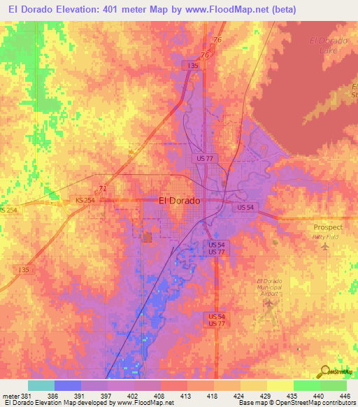 El Dorado,US Elevation Map