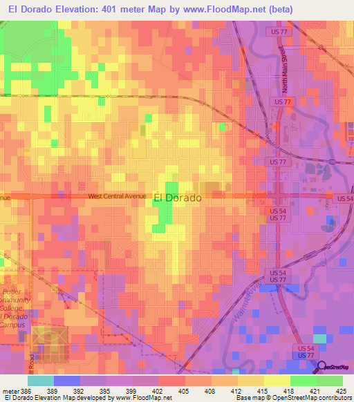 El Dorado,US Elevation Map