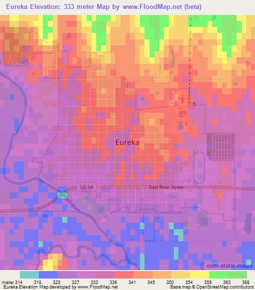 Eureka,US Elevation Map