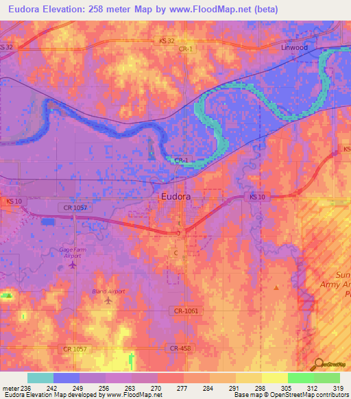 Eudora,US Elevation Map