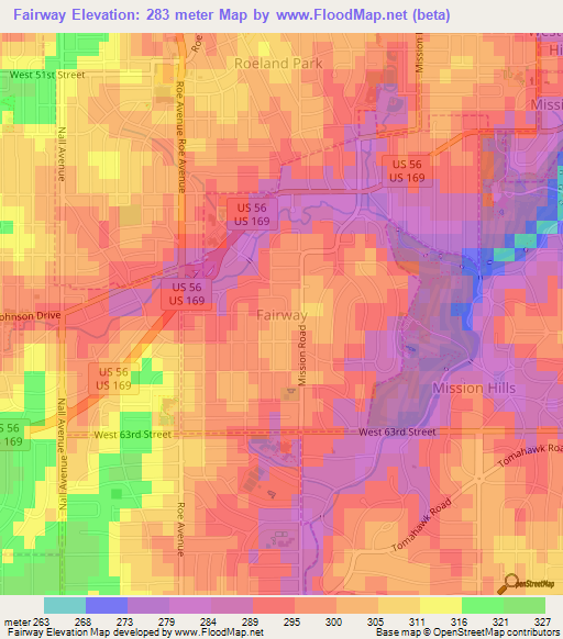 Fairway,US Elevation Map