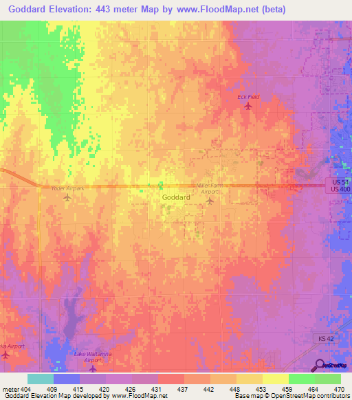 Goddard,US Elevation Map