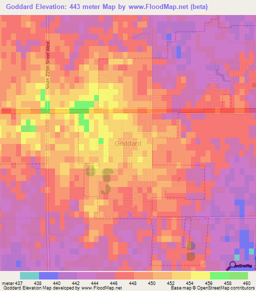 Goddard,US Elevation Map