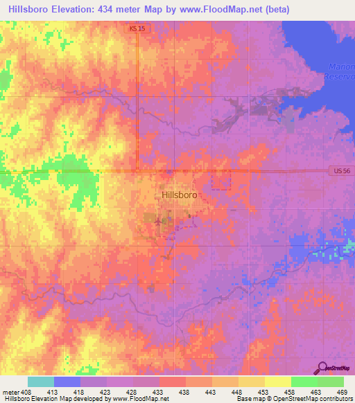 Hillsboro,US Elevation Map