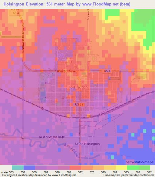 Hoisington,US Elevation Map