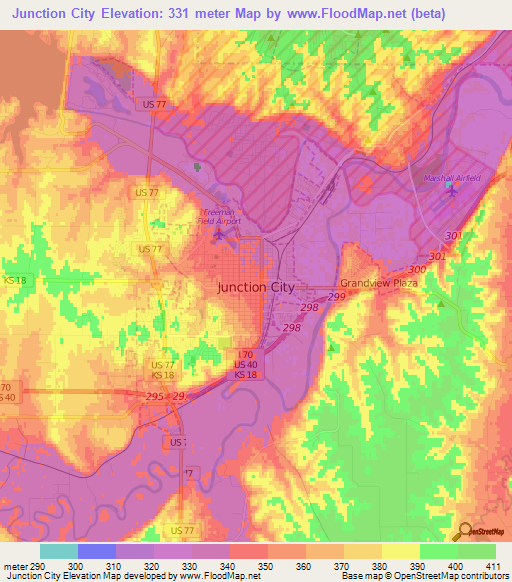 Junction City,US Elevation Map