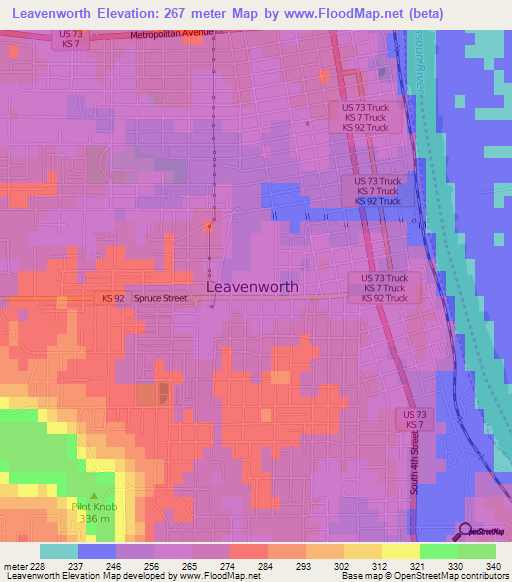 Leavenworth,US Elevation Map