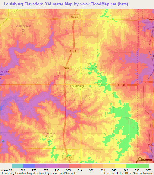 Louisburg,US Elevation Map